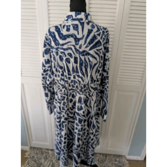 Girl Soul Dress Women's 3X Abstract Blue White Print Western Fit & Flare Midi - Picture 6 of 12